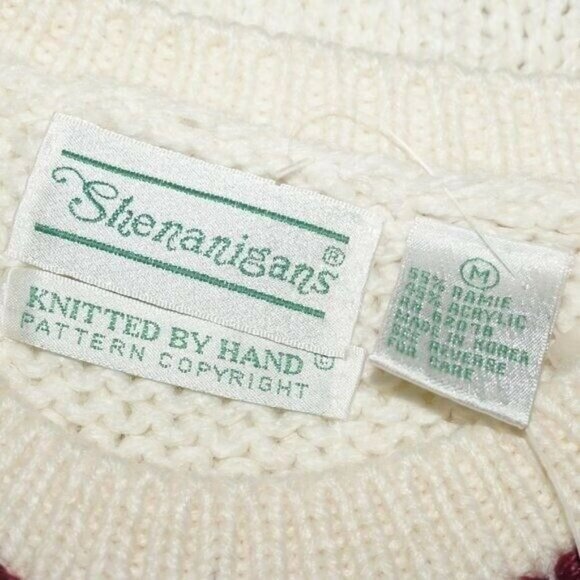 Vintage 80s Cottagecore Floral Handknit Sweater Medium New - Picture 3 of 7